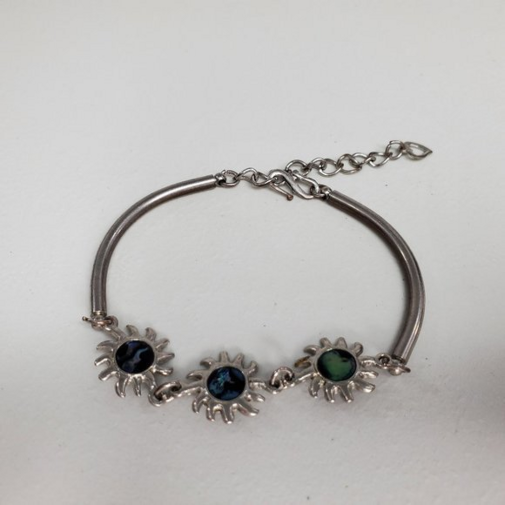 Abalone Sun Bracelet Charm Swirl Silver‎ Tone Celes